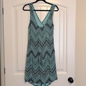 Caslon dress, turquoise with black designs